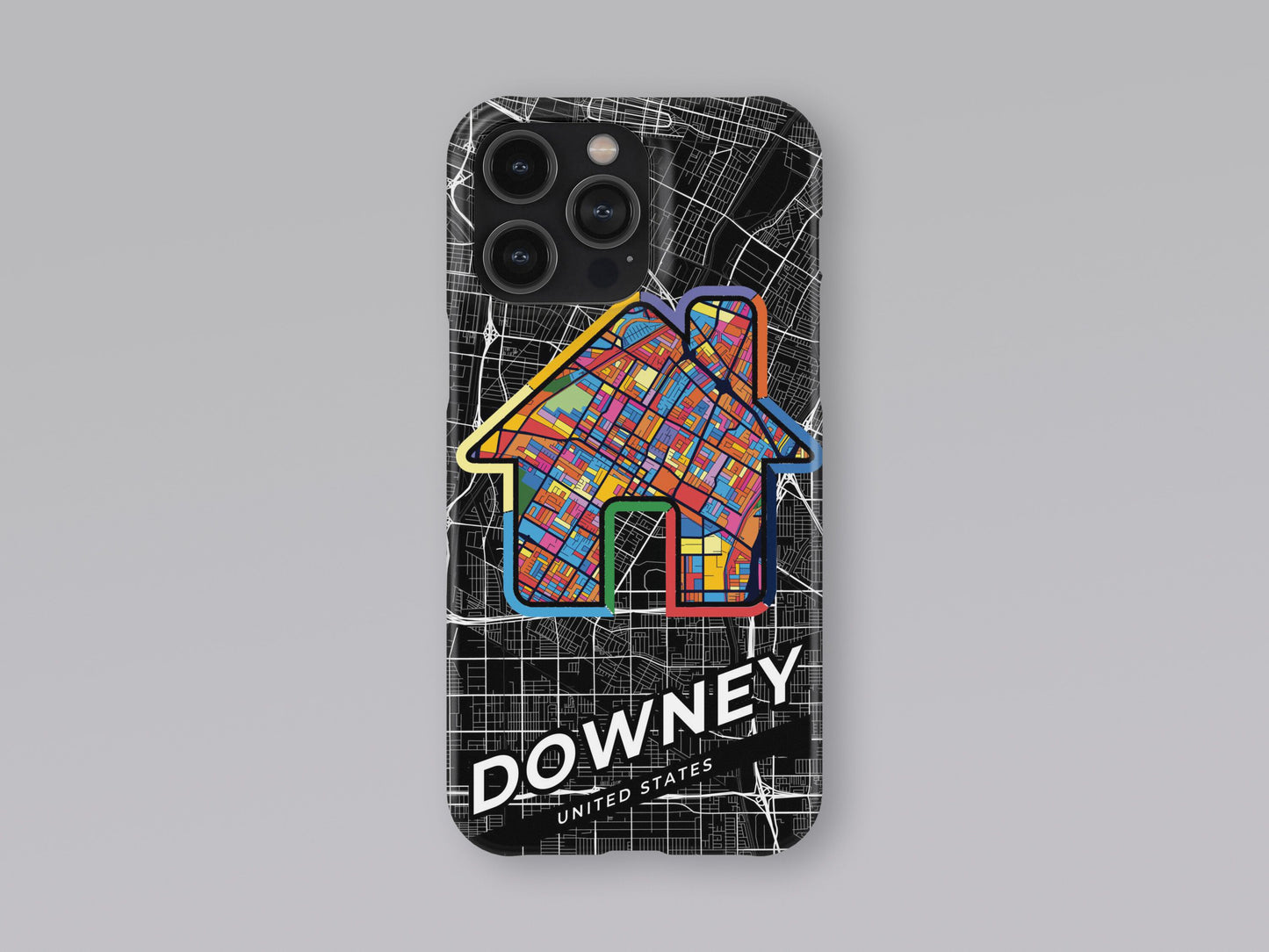 Downey California slim phone case with colorful icon. Birthday, wedding or housewarming gift. Couple match cases. 3