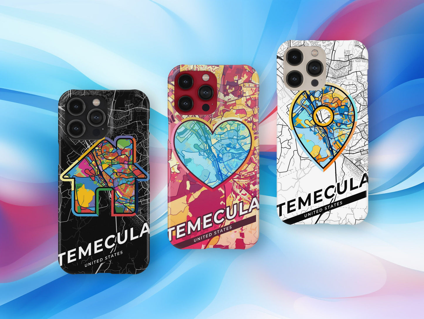 Temecula California slim phone case with colorful icon