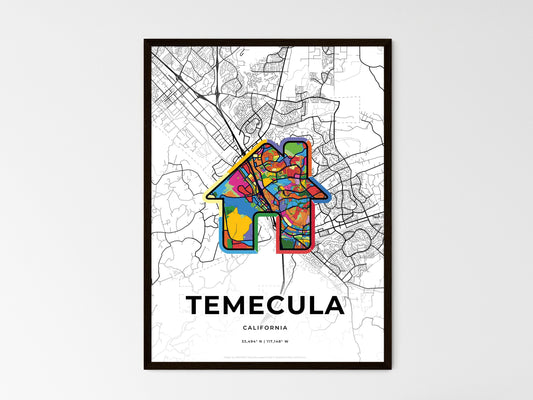 Temecula California wedding art map with home icon