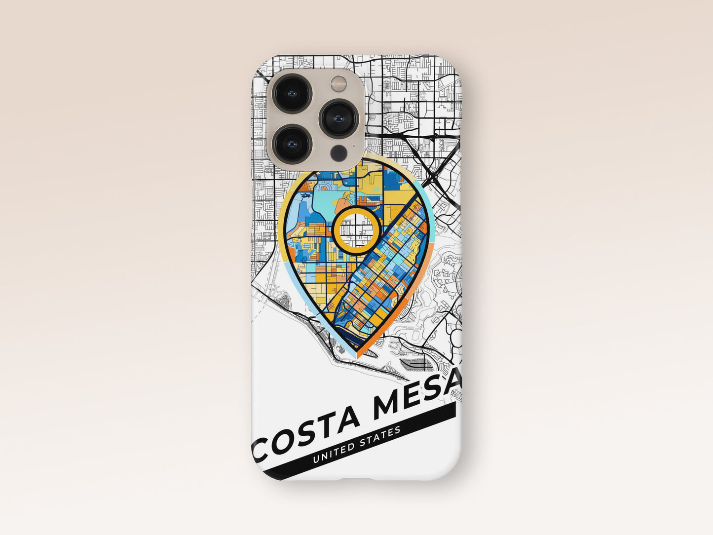 Costa Mesa California slim phone case with colorful icon. Birthday, wedding or housewarming gift. Couple match cases. 1