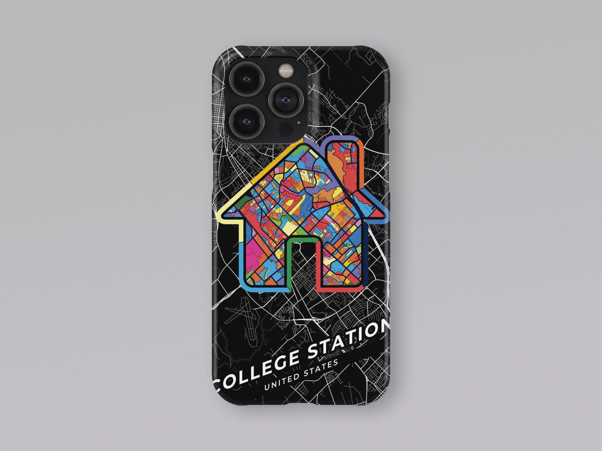 College Station Texas slim phone case with colorful icon. Birthday, wedding or housewarming gift. Couple match cases. 3