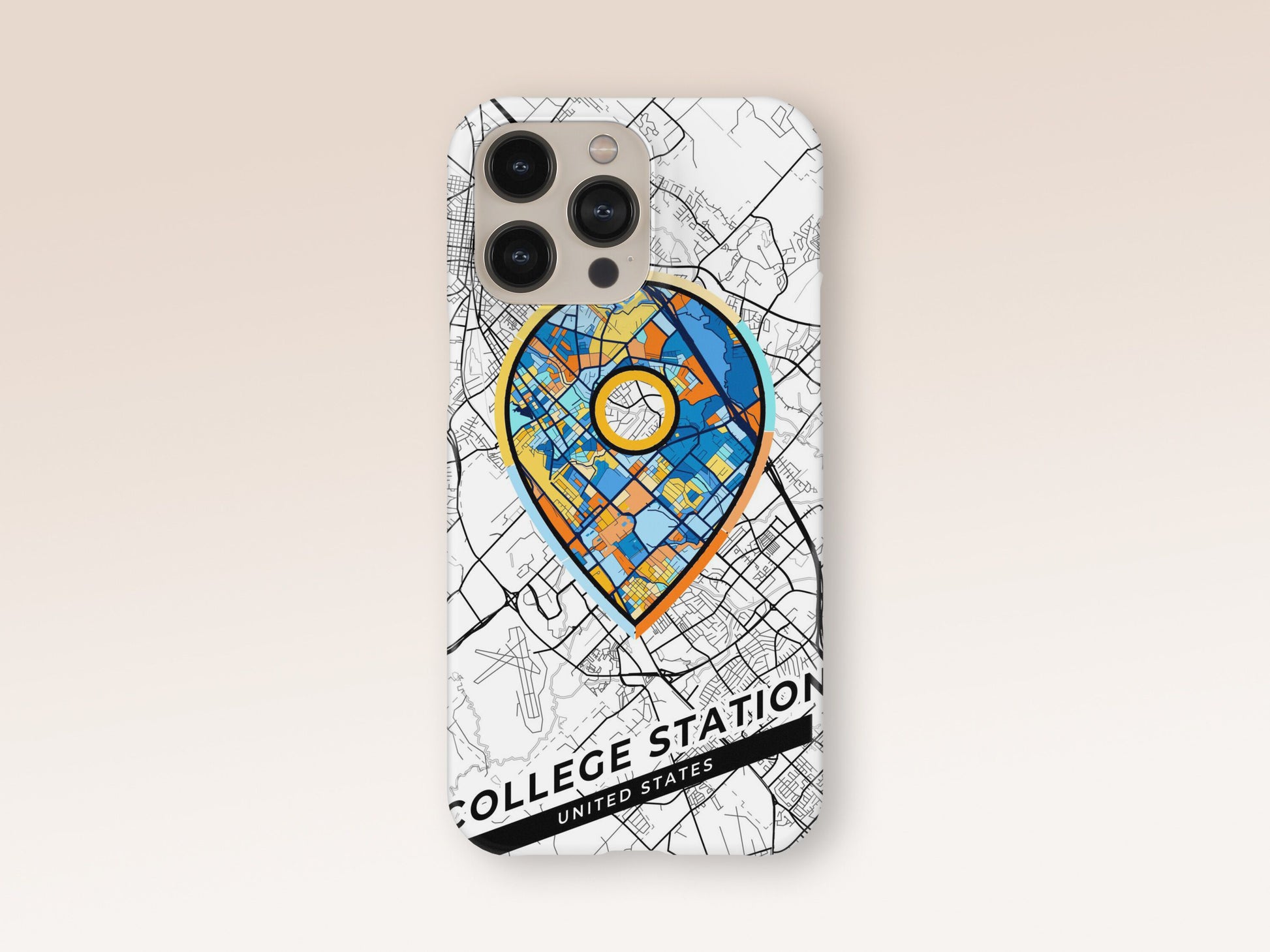 College Station Texas slim phone case with colorful icon. Birthday, wedding or housewarming gift. Couple match cases. 1
