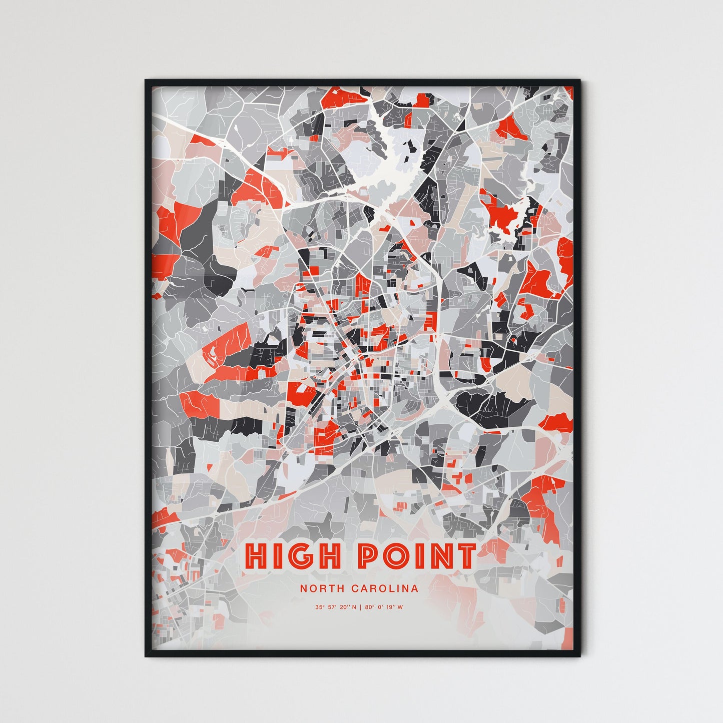 Colorful HIGH POINT NORTH CAROLINA Fine Art Map Modern