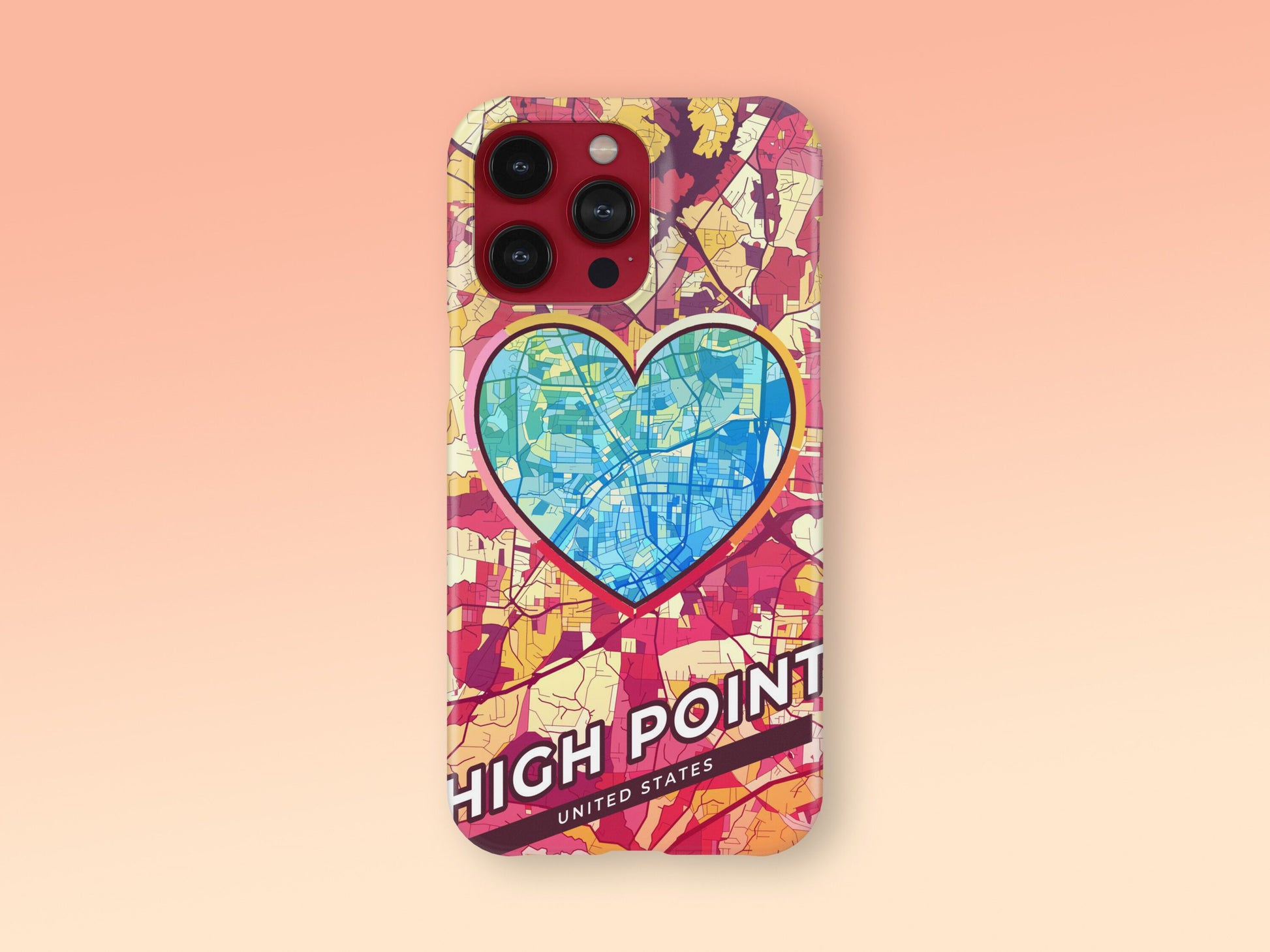 High Point North Carolina slim phone case with colorful icon. Birthday, wedding or housewarming gift. Couple match cases. 2