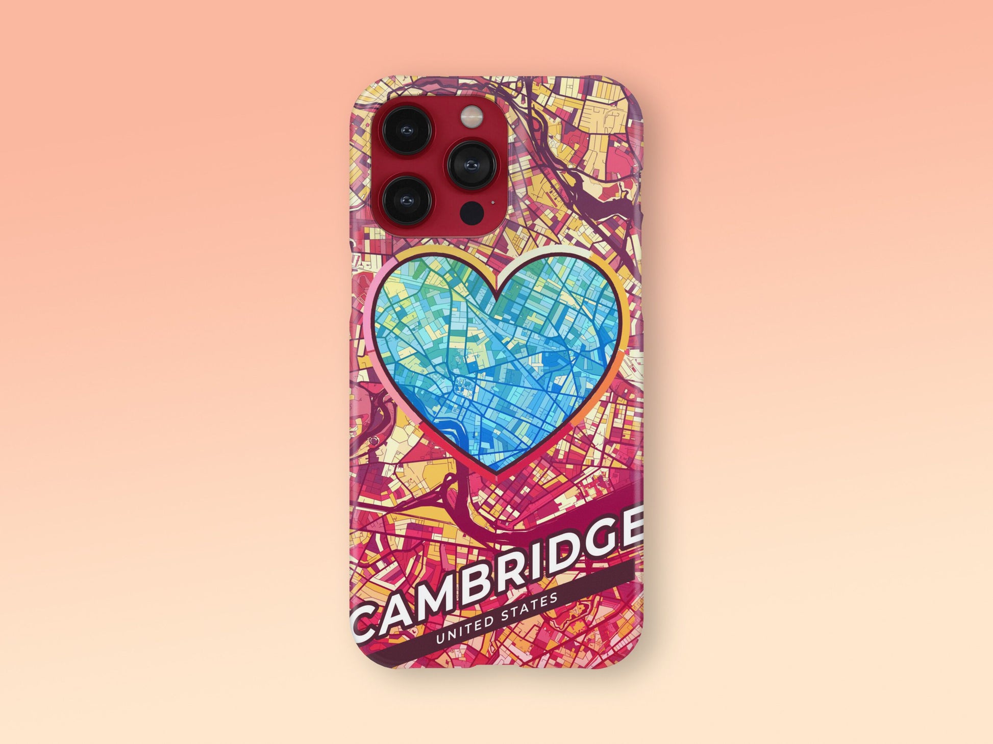 Cambridge Massachusetts slim phone case with colorful icon. Birthday, wedding or housewarming gift. Couple match cases. 2