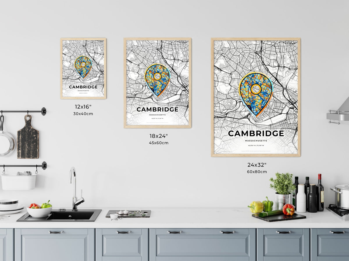 Cambridge Massachusetts art map size chart