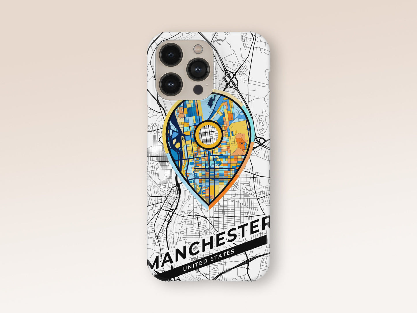 Manchester New Hampshire slim phone case with colorful icon. Birthday, wedding or housewarming gift. Couple match cases. 1