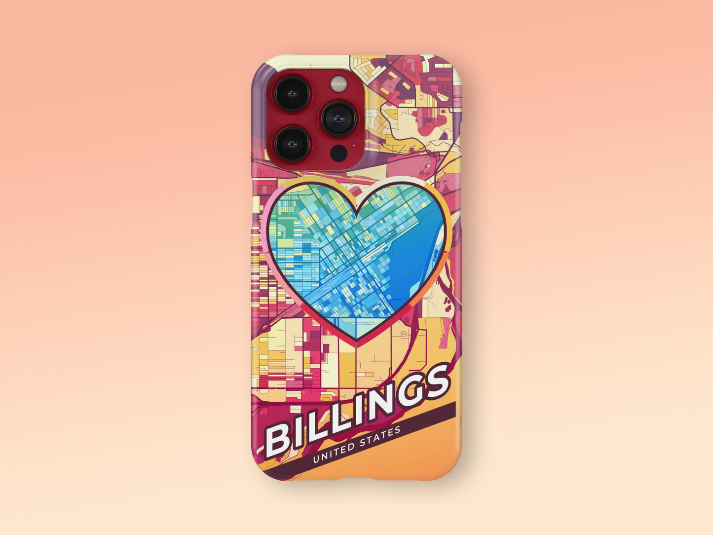 Billings Montana slim phone case with colorful icon. Birthday, wedding or housewarming gift. Couple match cases. 2