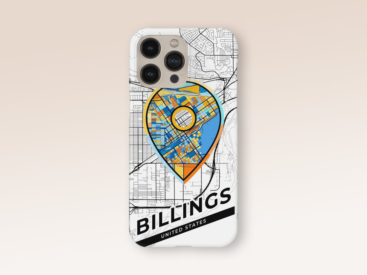 Billings Montana slim phone case with colorful icon. Birthday, wedding or housewarming gift. Couple match cases. 1