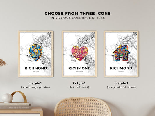 Richmond California maps with colorful icons