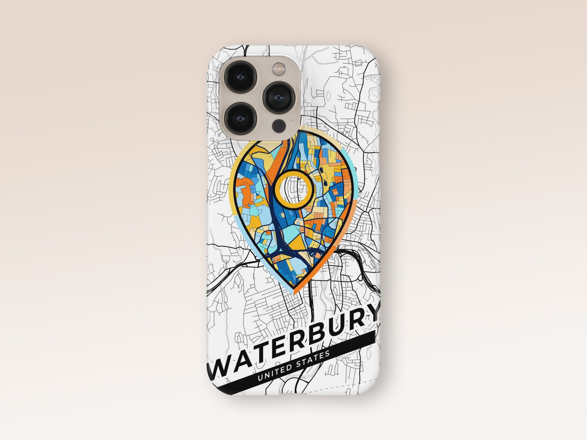 Waterbury Connecticut slim phone case with colorful icon 1