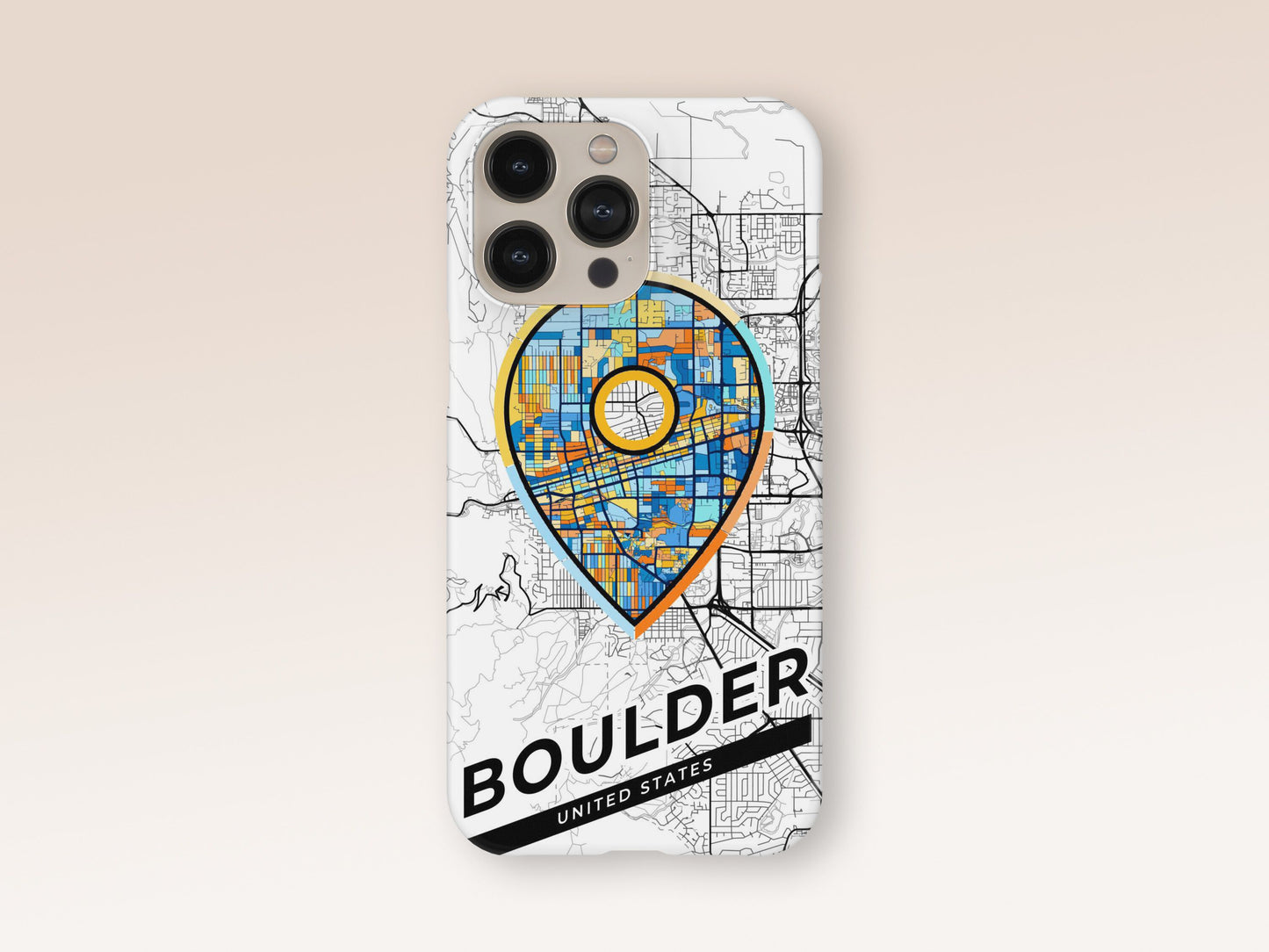 Boulder Colorado slim phone case with colorful icon. Birthday, wedding or housewarming gift. Couple match cases. 1