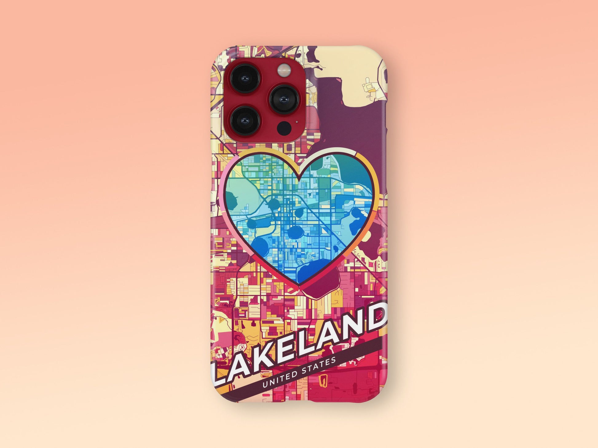 Lakeland Florida slim phone case with colorful icon. Birthday, wedding or housewarming gift. Couple match cases. 2
