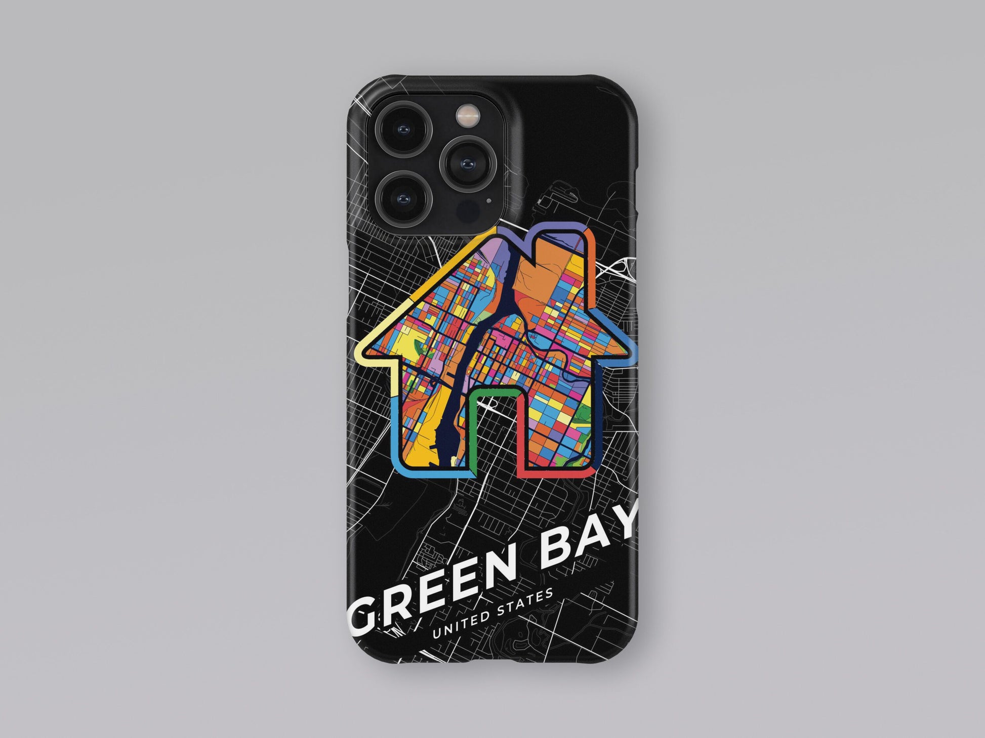 Green Bay Wisconsin slim phone case with colorful icon. Birthday, wedding or housewarming gift. Couple match cases. 3