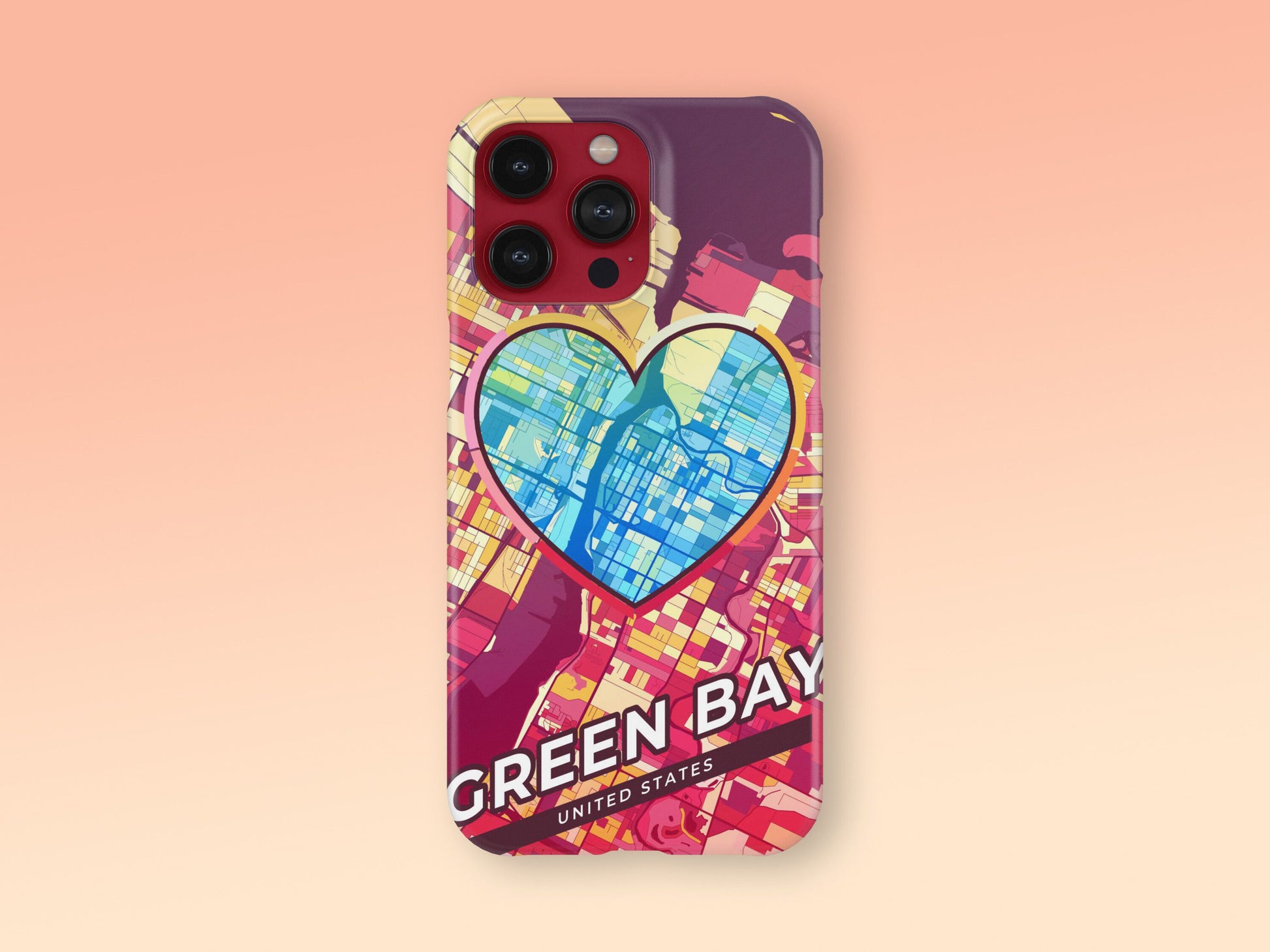 Green Bay Wisconsin slim phone case with colorful icon. Birthday, wedding or housewarming gift. Couple match cases. 2