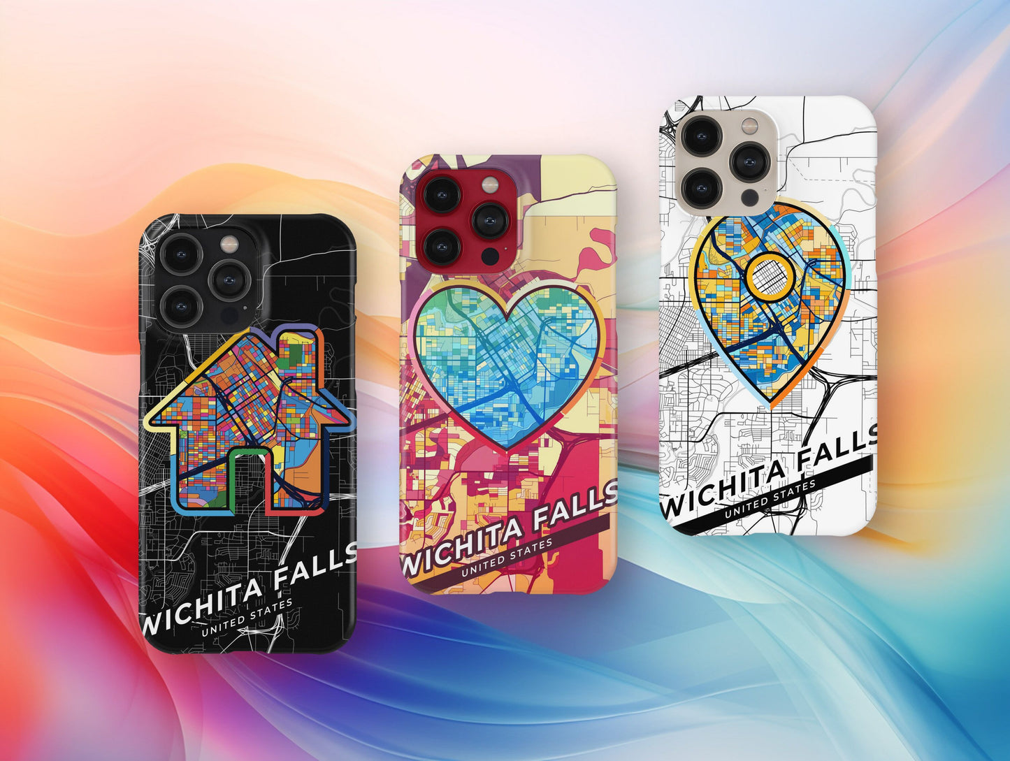 Wichita Falls Texas slim phone case with colorful icon