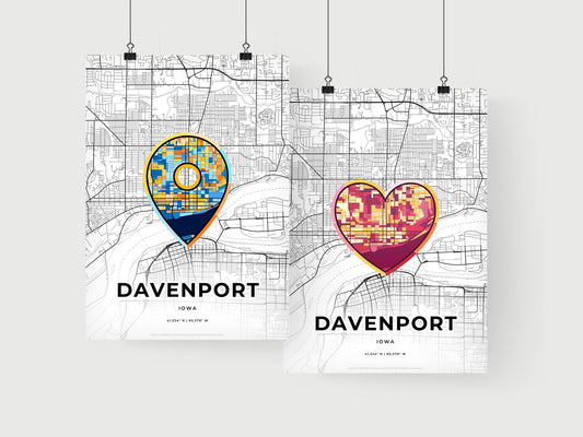 Davenport Iowa art print for couples
