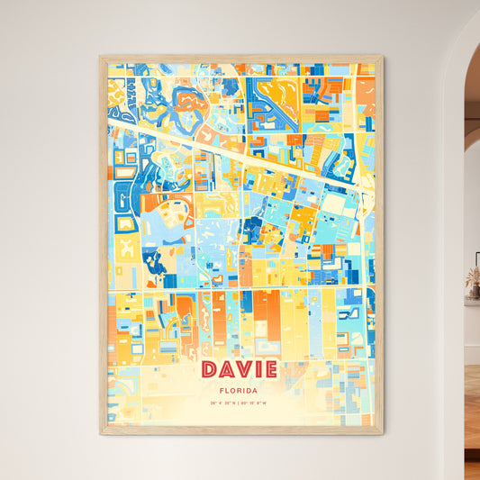 Colorful Davie Florida Fine Art Map Blue Orange