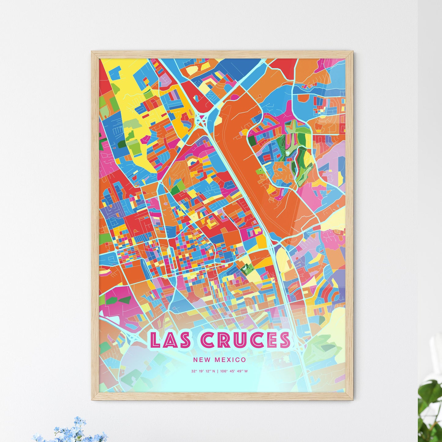 Colorful LAS CRUCES NEW MEXICO Fine Art Map Crazy Colors