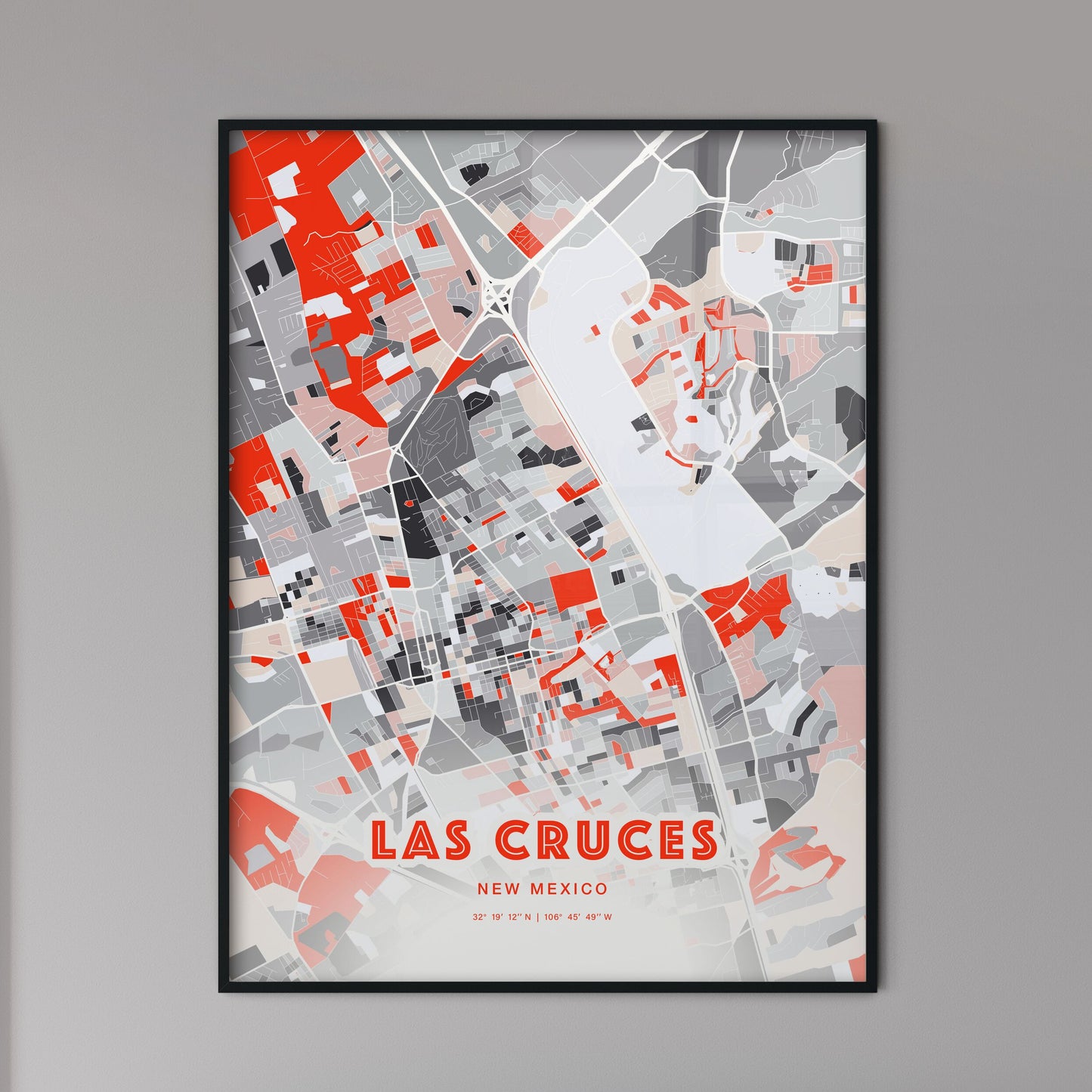 Colorful LAS CRUCES NEW MEXICO Fine Art Map Modern