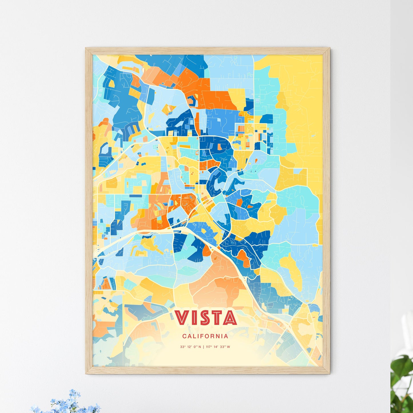 Colorful Vista California Fine Art Map Blue Orange