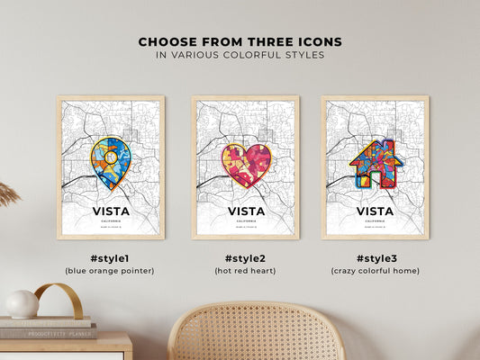 Vista California maps with colorful icons