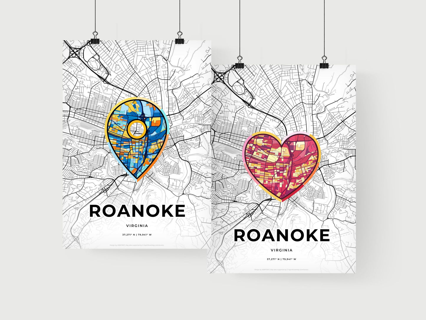 Roanoke Virginia art print for couples