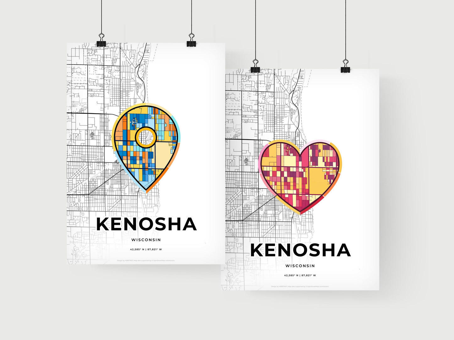 Kenosha Wisconsin art print for couples
