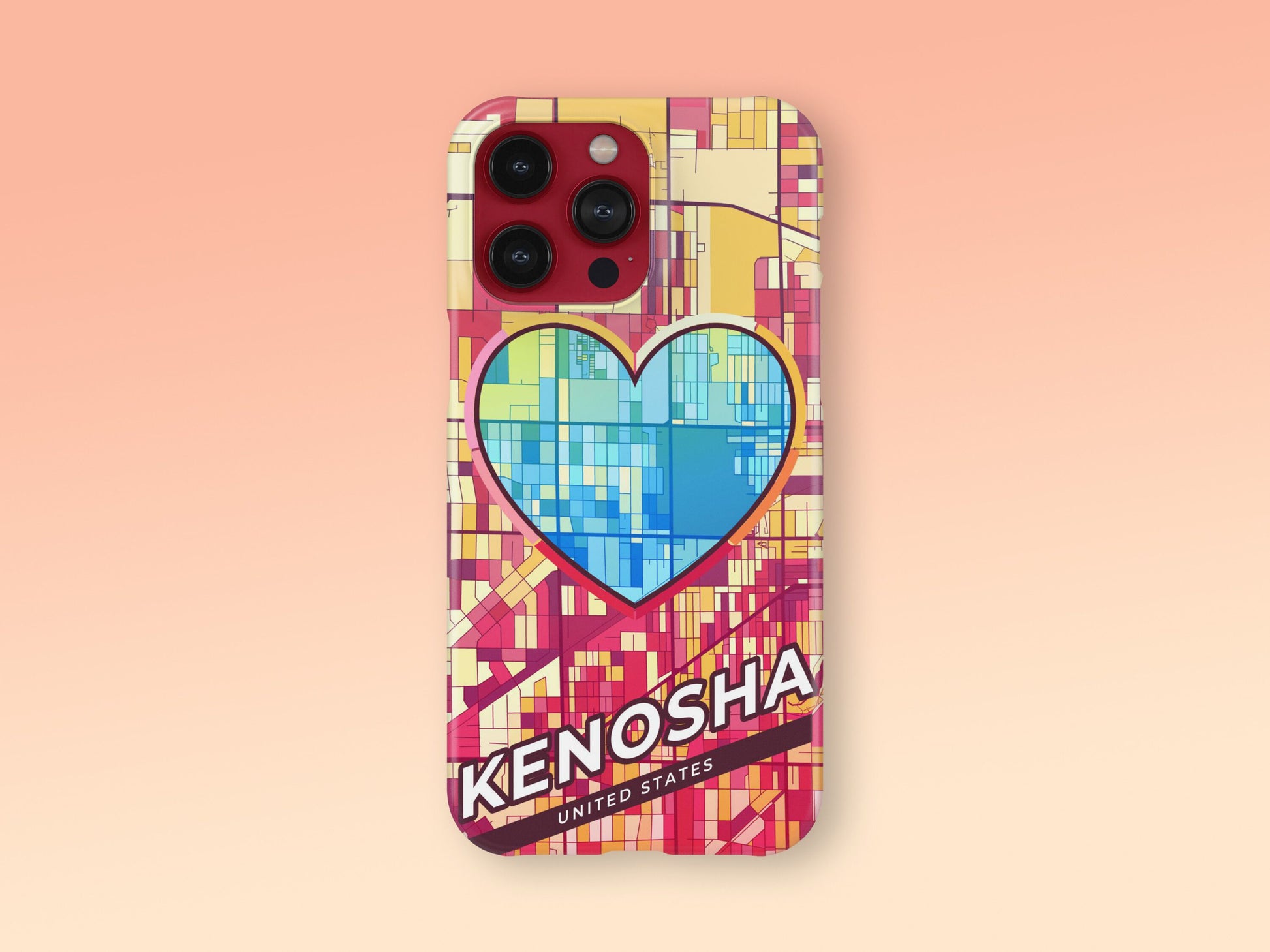 Kenosha Wisconsin slim phone case with colorful icon. Birthday, wedding or housewarming gift. Couple match cases. 2
