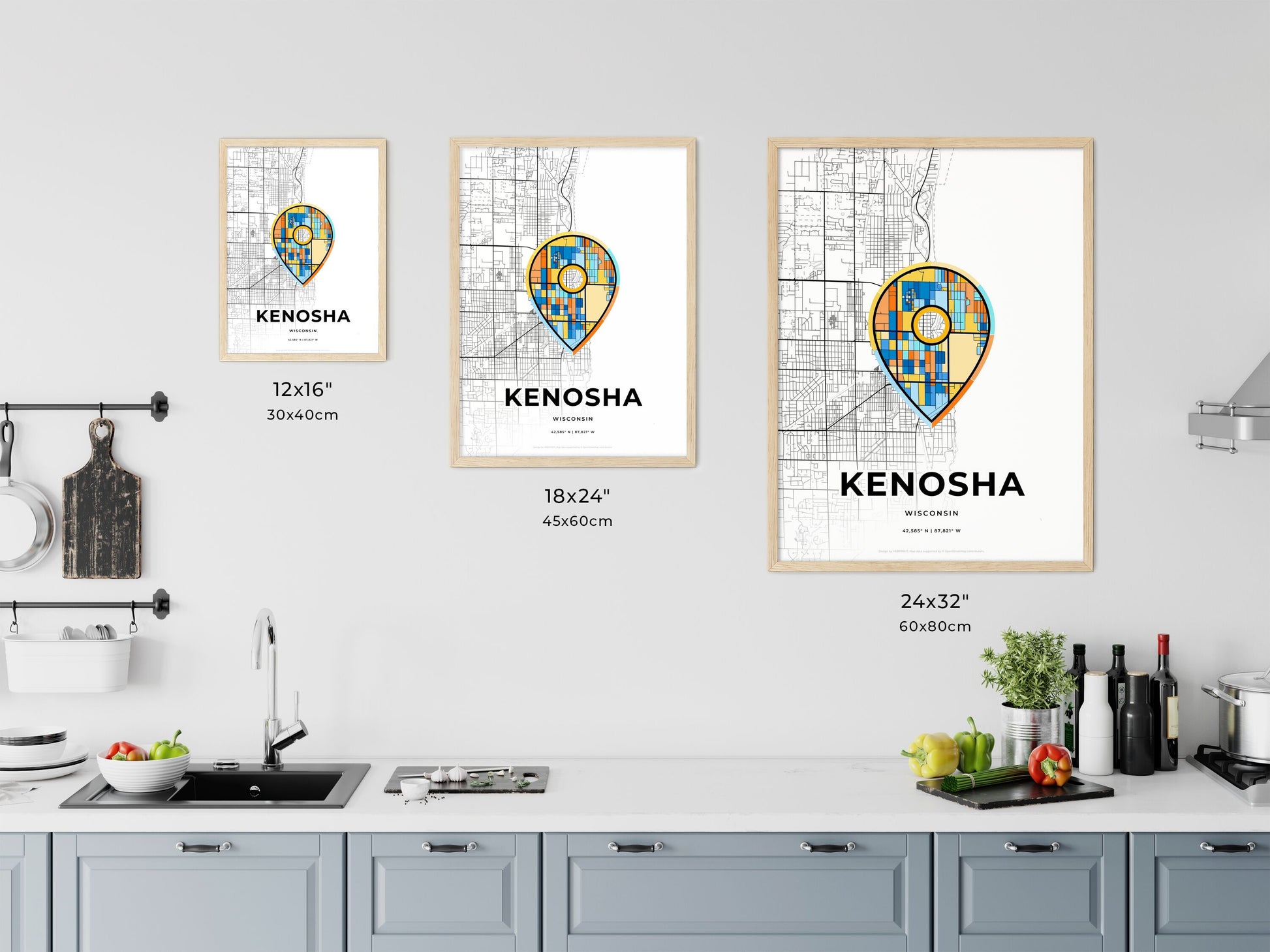Kenosha Wisconsin art map size chart