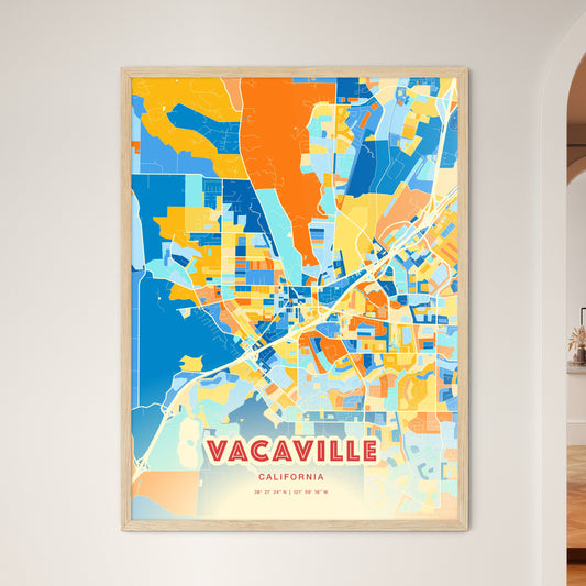 Colorful Vacaville California Fine Art Map Blue Orange