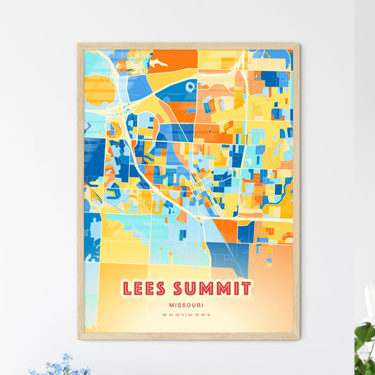 Colorful Lees Summit Missouri Fine Art Map Blue Orange