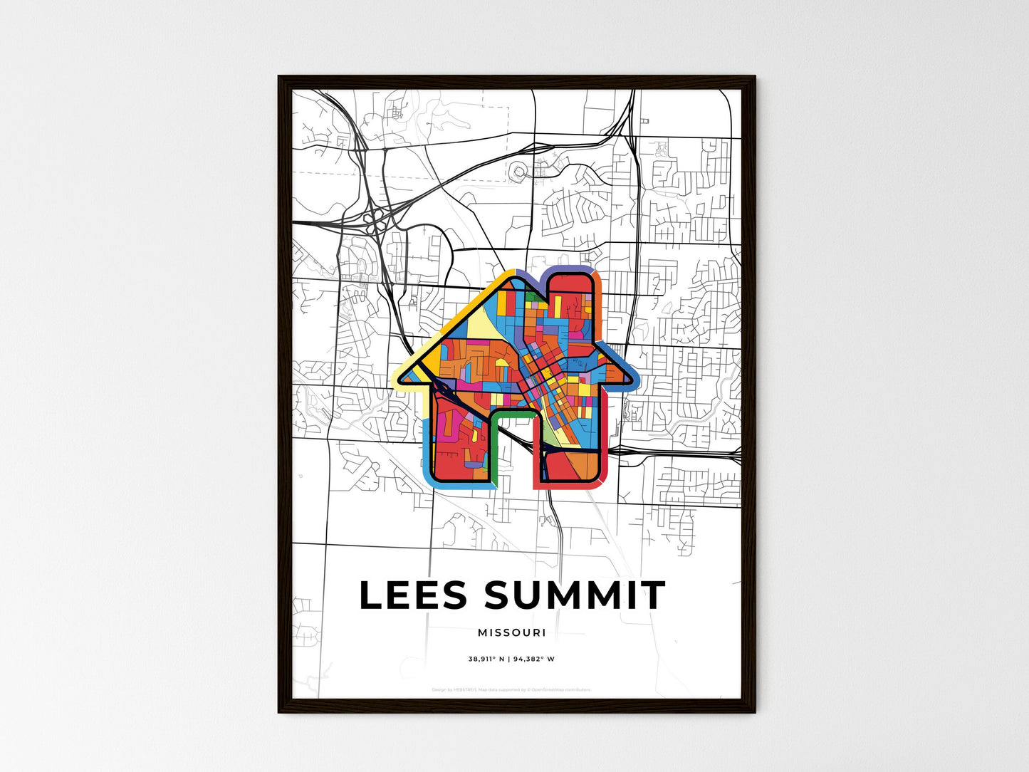 Lees Summit Missouri wedding art map with home icon