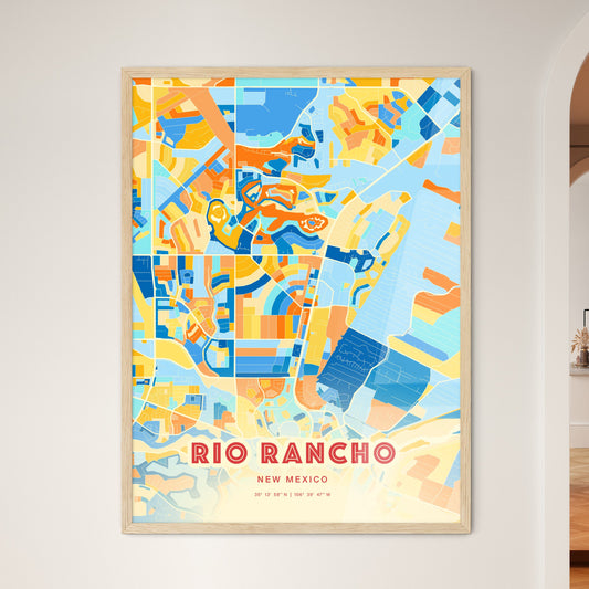 Colorful RIO RANCHO NEW MEXICO Fine Art Map Blue Orange