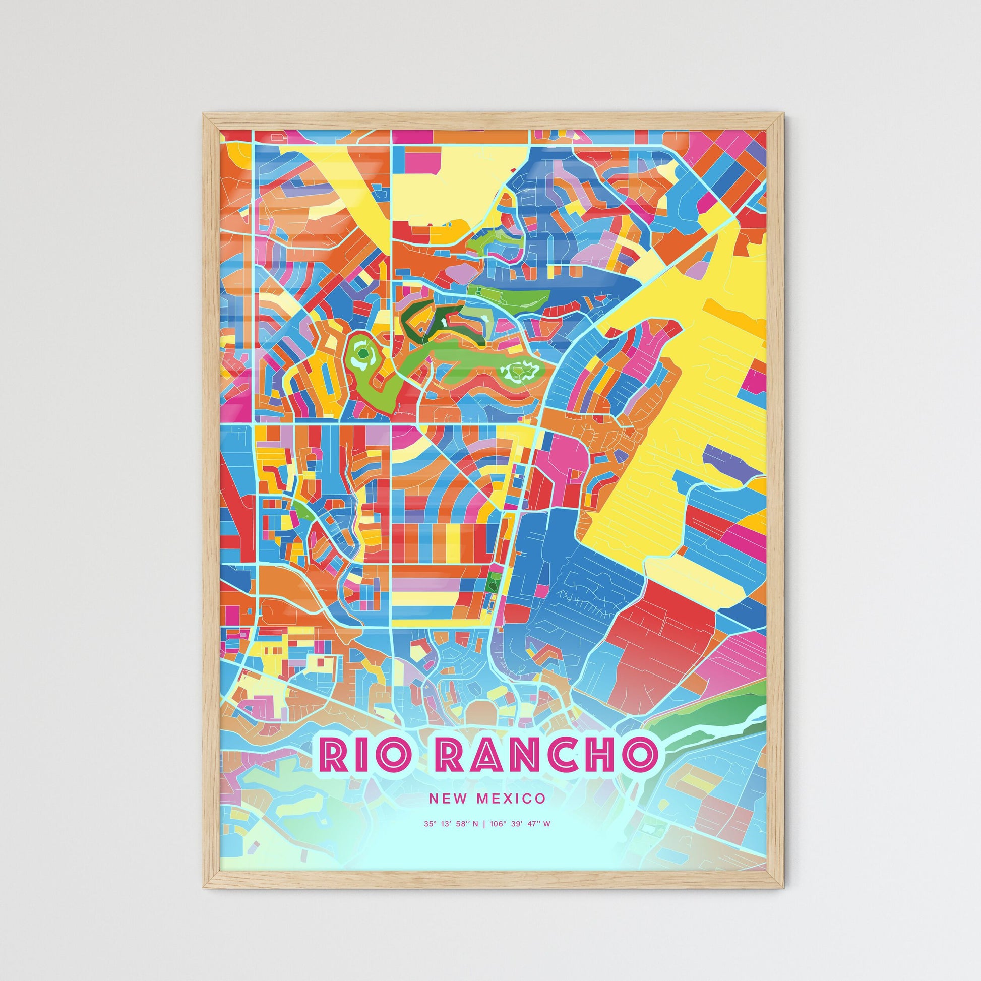 Colorful RIO RANCHO NEW MEXICO Fine Art Map Crazy Colors