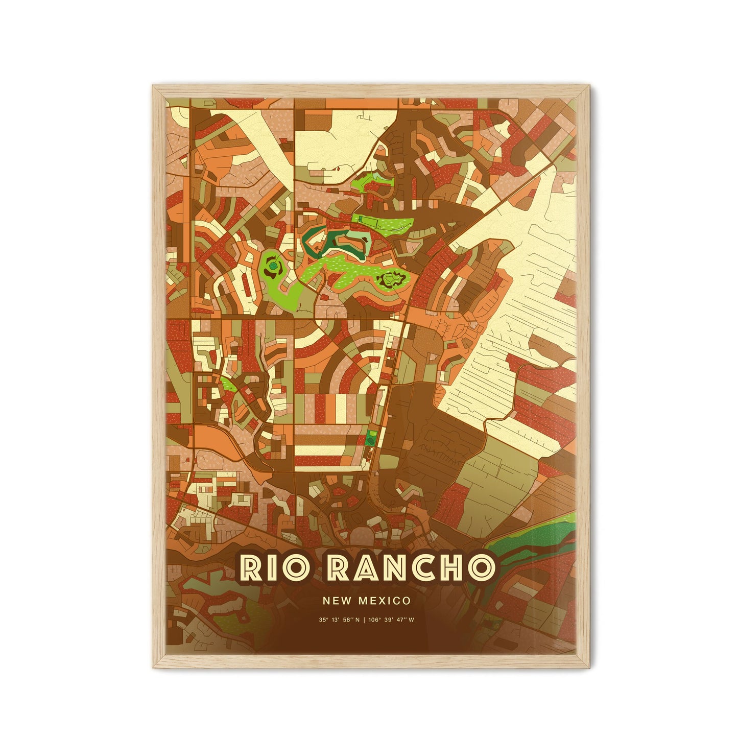 Colorful RIO RANCHO NEW MEXICO Fine Art Map Farmhouse