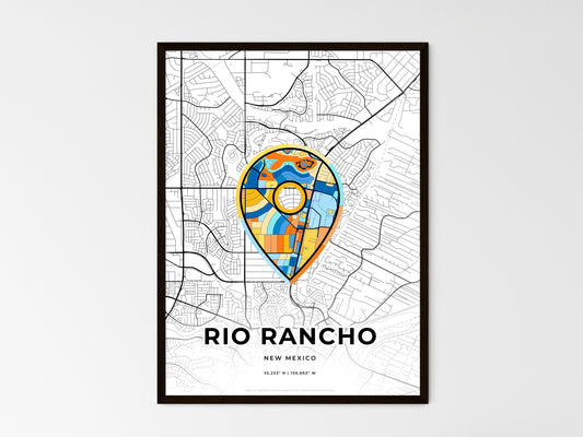 Rio Rancho New Mexico wedding art map with pointer icon