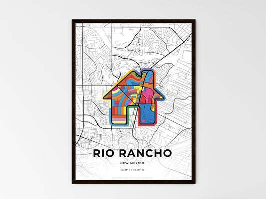 Rio Rancho New Mexico wedding art map with home icon