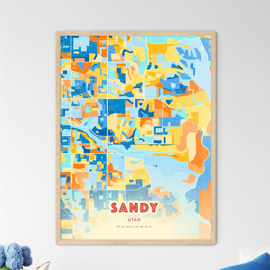 Colorful Sandy Utah Fine Art Map Blue Orange