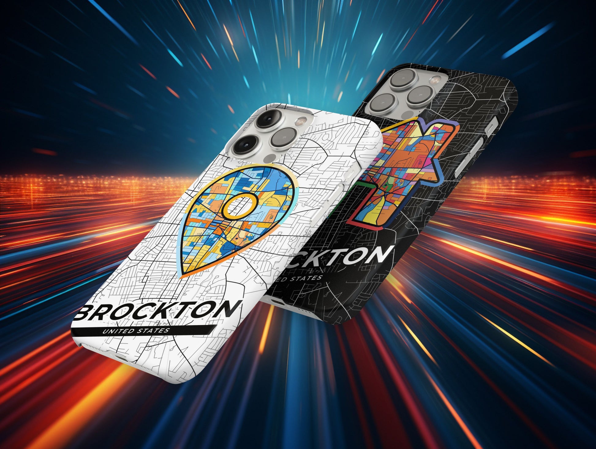 Brockton Massachusetts slim phone case with colorful icon. Birthday, wedding or housewarming gift. Couple match cases.