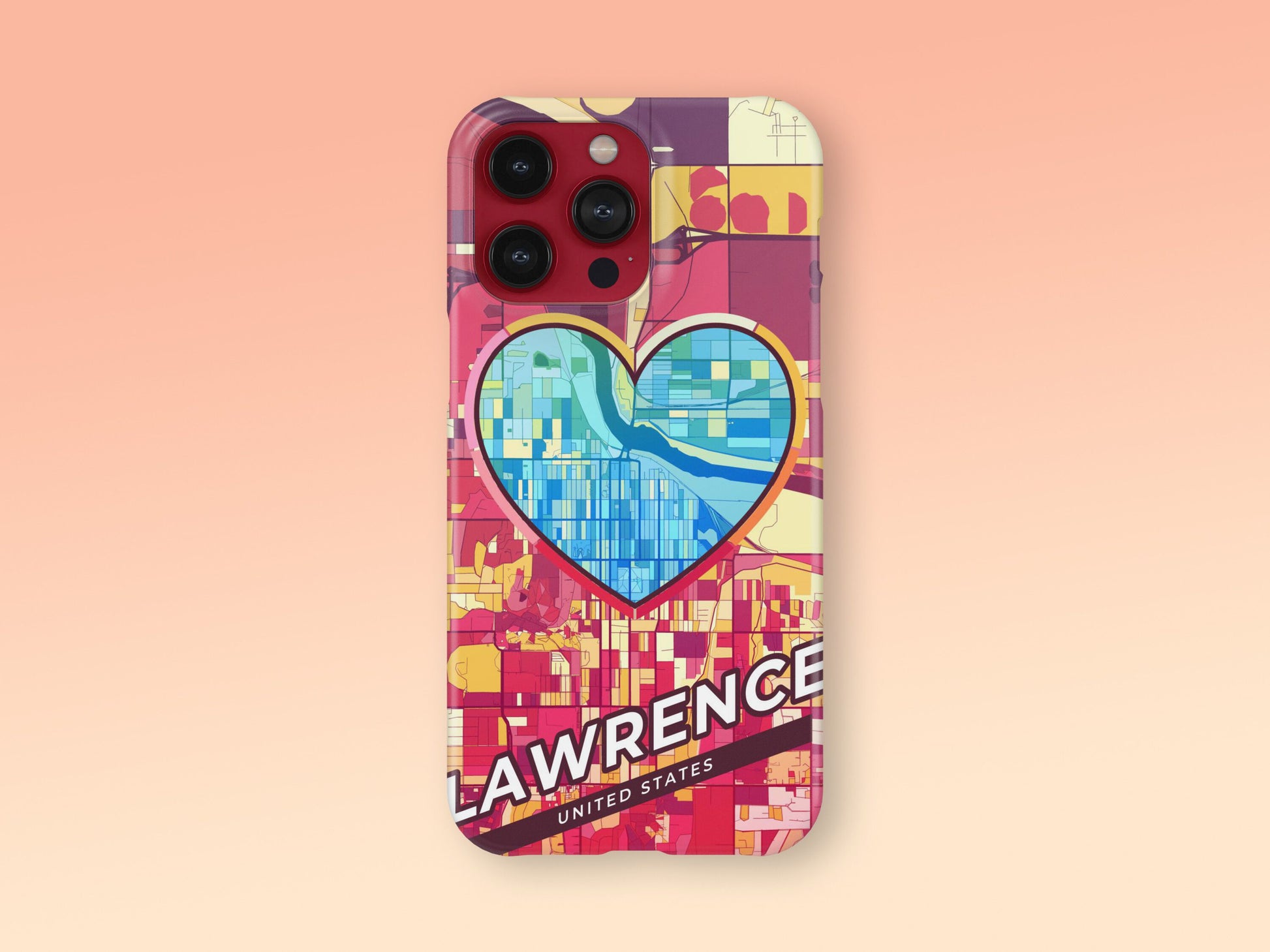 Lawrence Kansas slim phone case with colorful icon. Birthday, wedding or housewarming gift. Couple match cases. 2