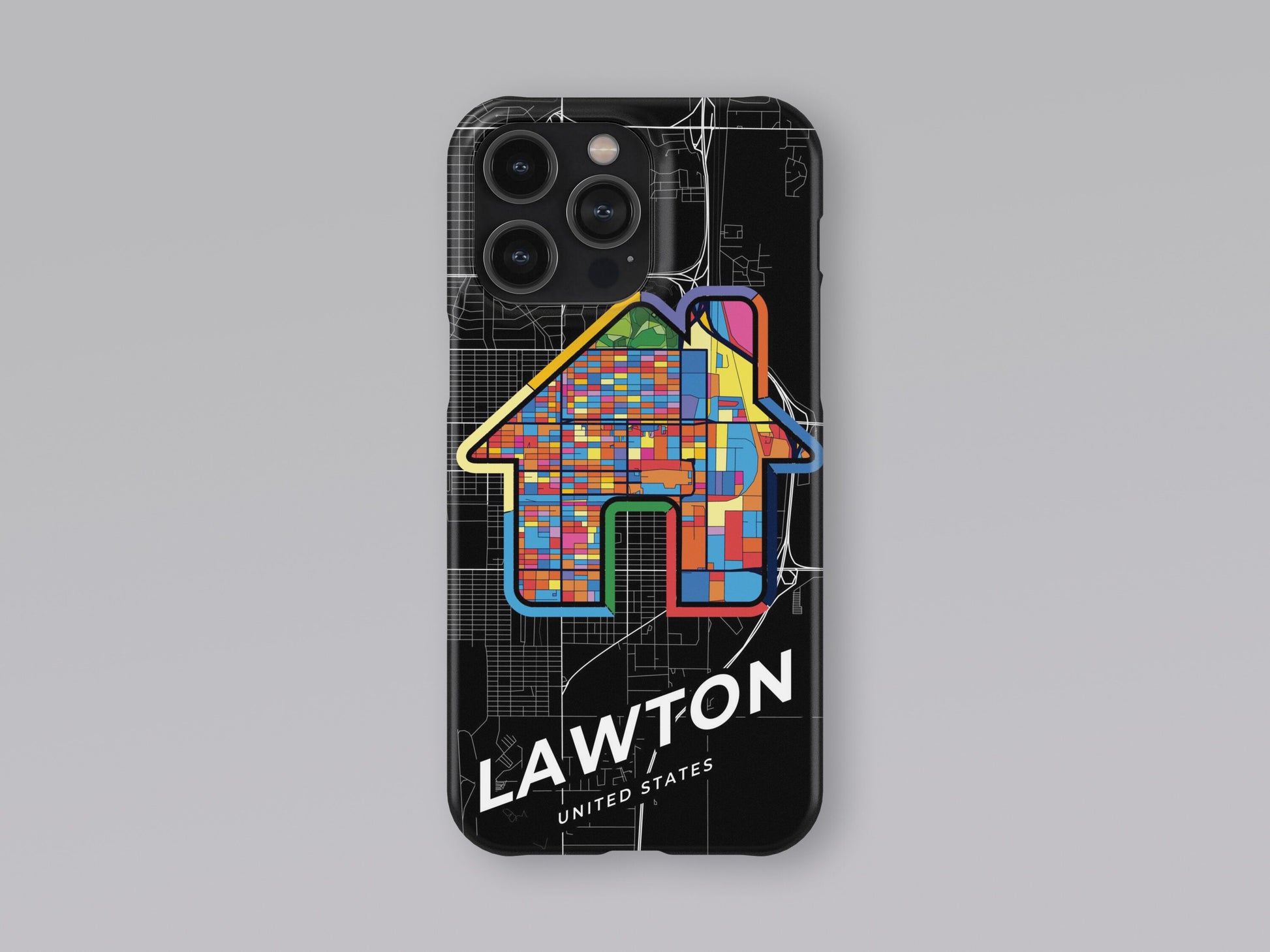 Lawton Oklahoma slim phone case with colorful icon. Birthday, wedding or housewarming gift. Couple match cases. 3