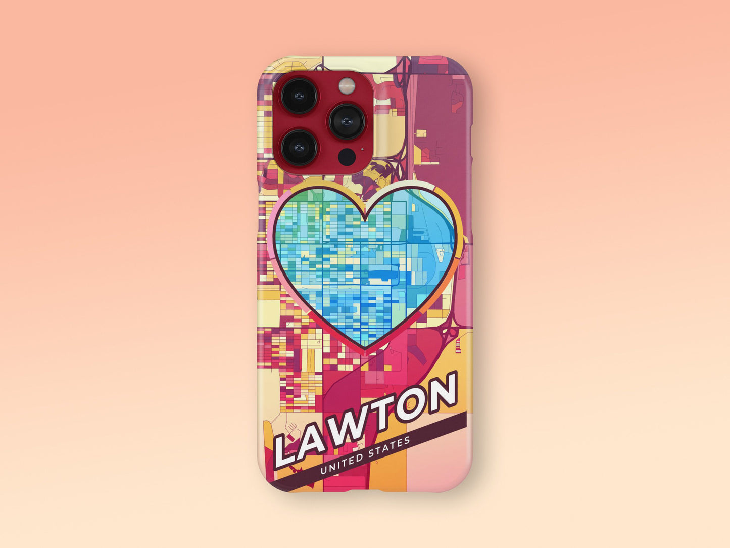 Lawton Oklahoma slim phone case with colorful icon. Birthday, wedding or housewarming gift. Couple match cases. 2