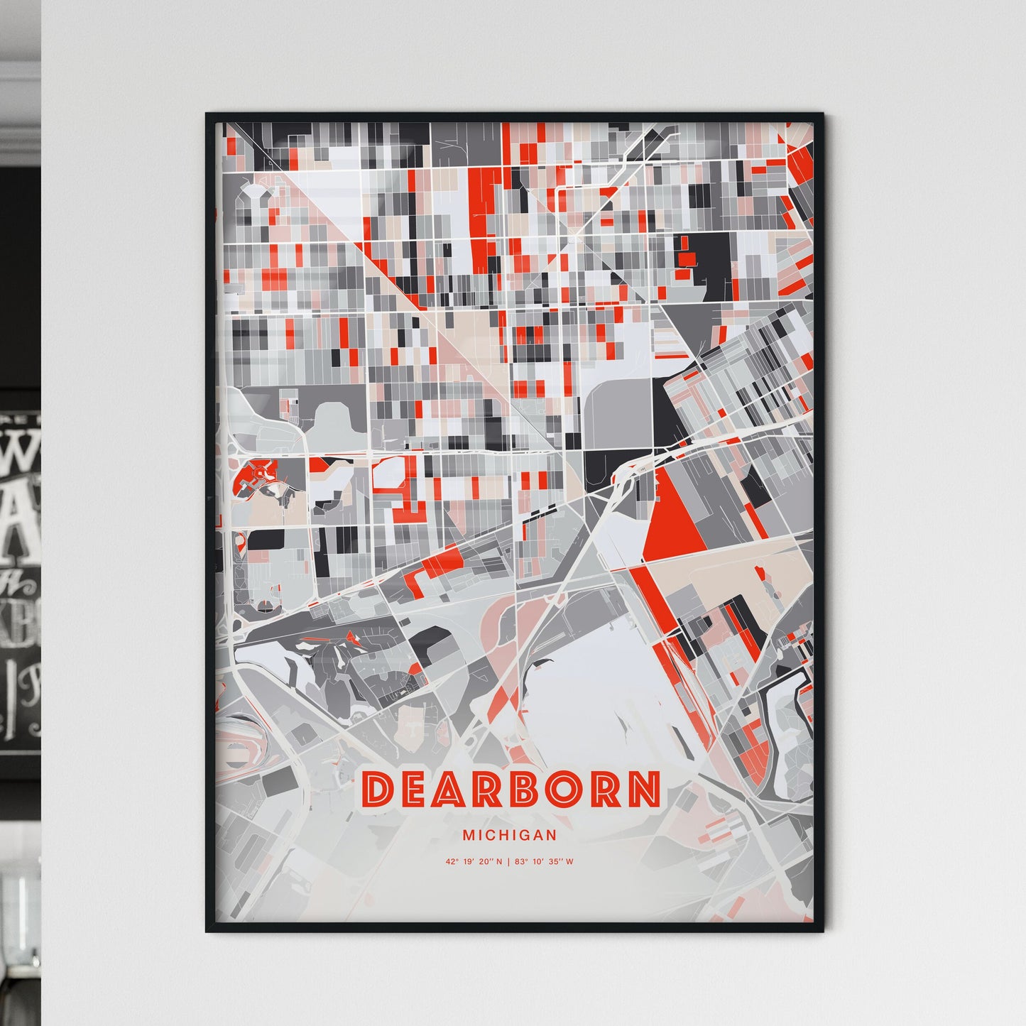 Colorful DEARBORN MICHIGAN Fine Art Map Modern