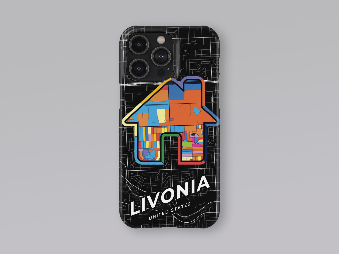 Livonia Michigan slim phone case with colorful icon. Birthday, wedding or housewarming gift. Couple match cases. 3