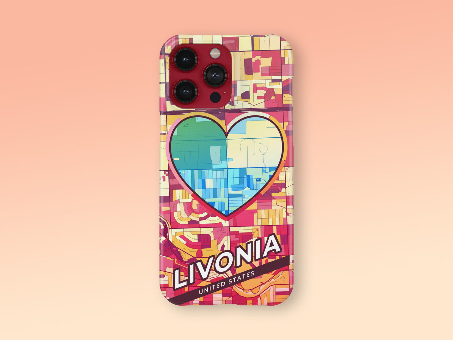 Livonia Michigan slim phone case with colorful icon. Birthday, wedding or housewarming gift. Couple match cases. 2