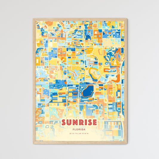 Colorful Sunrise Florida Fine Art Map Blue Orange