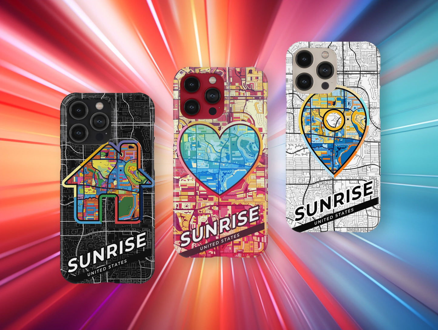Sunrise Florida slim phone case with colorful icon