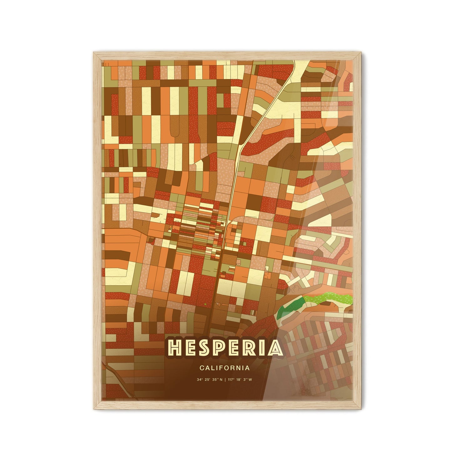 Colorful HESPERIA CALIFORNIA Fine Art Map Farmhouse