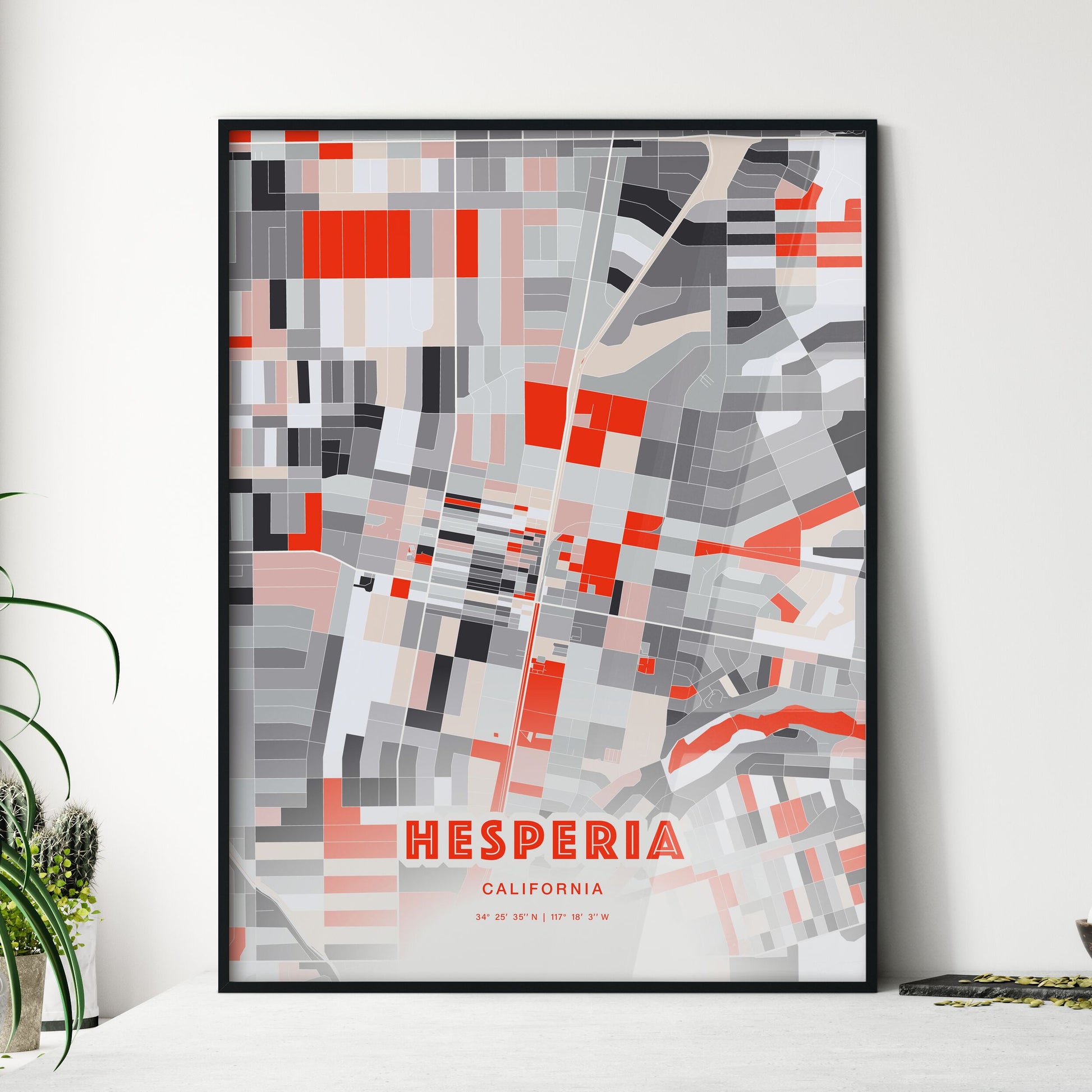 Colorful HESPERIA CALIFORNIA Fine Art Map Modern